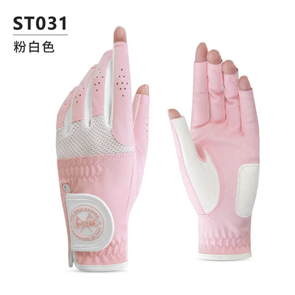 PGM Golf Women's Gloves Sports Gloves Microfiber Cloth Breathable Exposed Finger Wear Resistant Anti Slip Soft Breathable