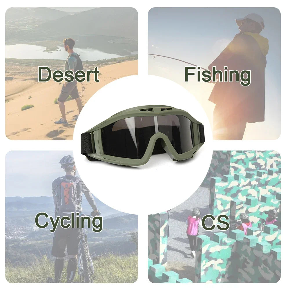 Outdoor tactical glasses, desert locust military fan goggles, dust-proof shooting, motorcycle CS shock resistant sports glasses