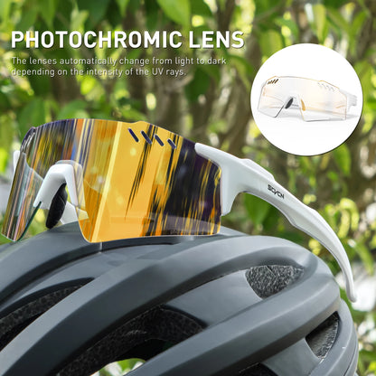 SCVCN Red Photochromic Sunglasses Cycling Glasses Sports for Men Mountain Bike Road Bicycle Eyewear Fashion Goggles MTB UV400