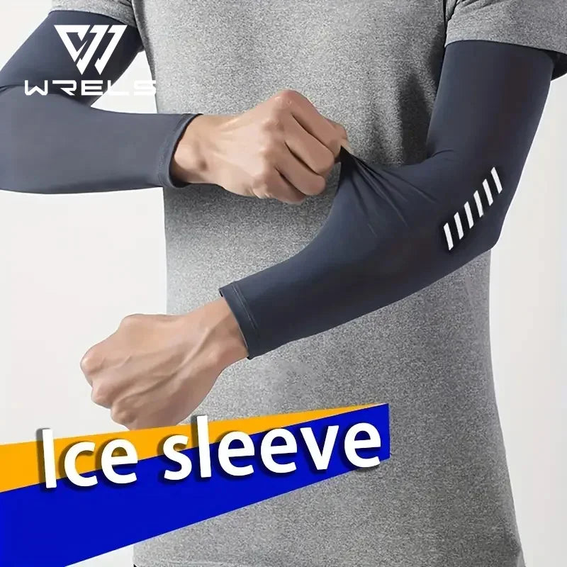 1 Pair Men's Lightweight Breathable Cooling Sports Sleeves Ice Silk Fabric Sweat-Absorbent for Cycling Fishing Running & Hiking