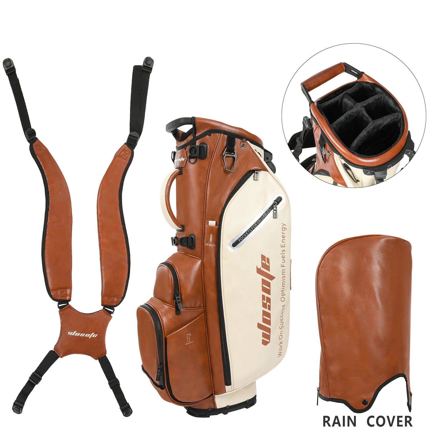 Lightweight Golf Stand Bag for Men & Women PU Material 14/6 Way Dividers 6 Way Top Dual Strap with Stand Feature