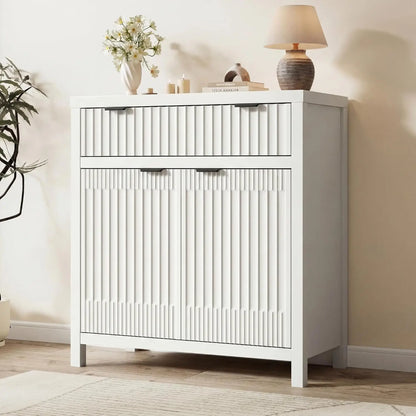 65" Buffet Sideboard with 4 Doors Adjustable Shelves Coffee Bar Console for Dining Living Entryway White Customized
