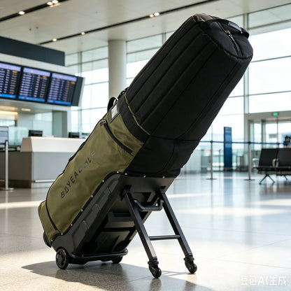 Golf Travel Bag for Airlines, 4-Wheel Rolling Golf Club Travel Cover, Thick Padded Anti-Collision Golf Airline Bag with Hidden R