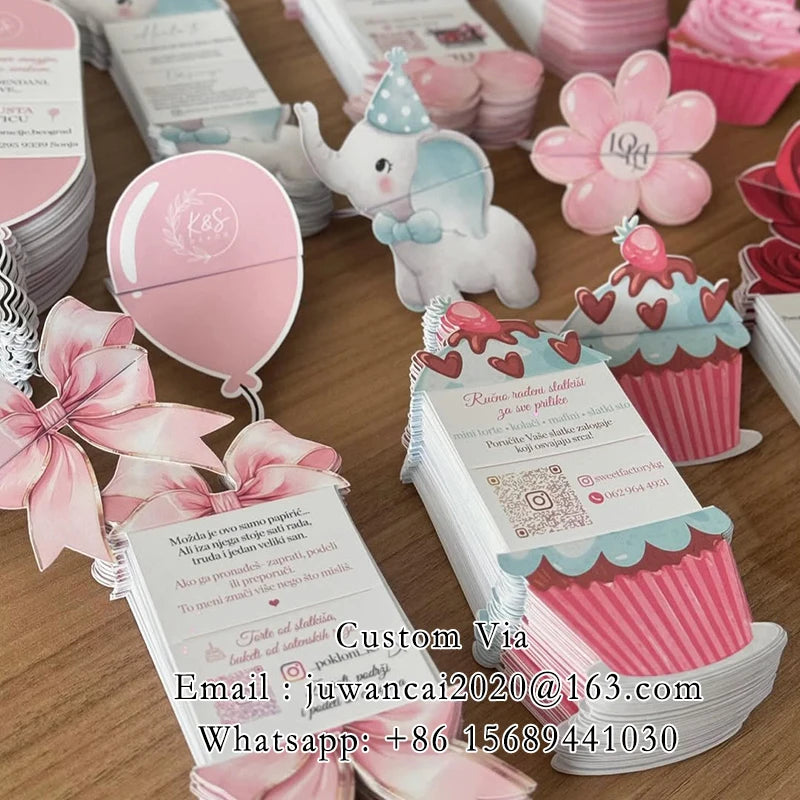 Custom Bamboo Shaped 3D Business Cards Creative Fold-out Cards Printing Folded Mirror Flyers Advertising Strategy Brochures QR