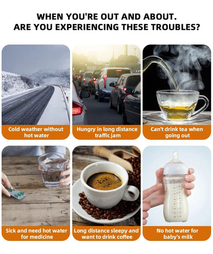 Portable Car Hot Kettle | 1500ML Large Capacity | 304 Stainless Steel Water Heater | Travel Auto 12V 24V | For Tea Coffee