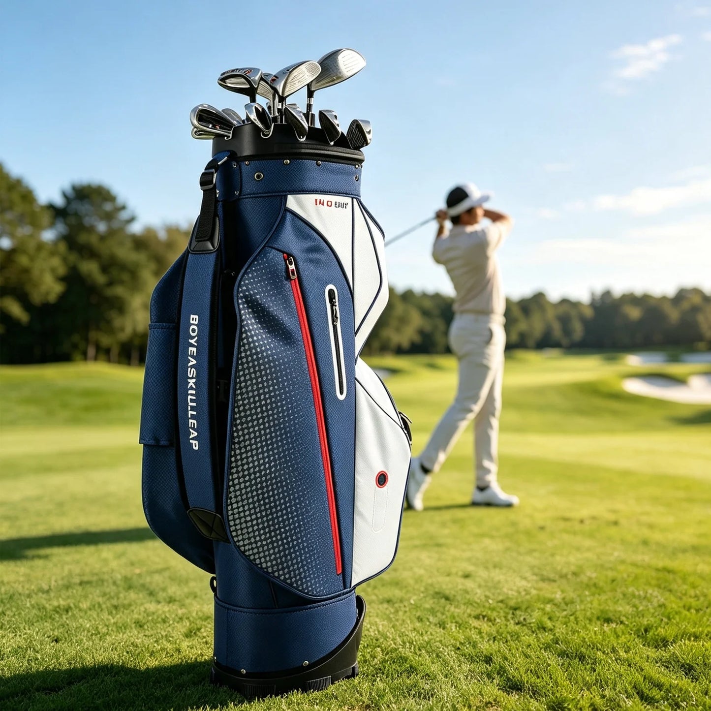 Multifunctional Golf Cart Bag, 14-Way Full Length Divider Top, Lightweight Durable Golf Club Carry Bag for Golf Course