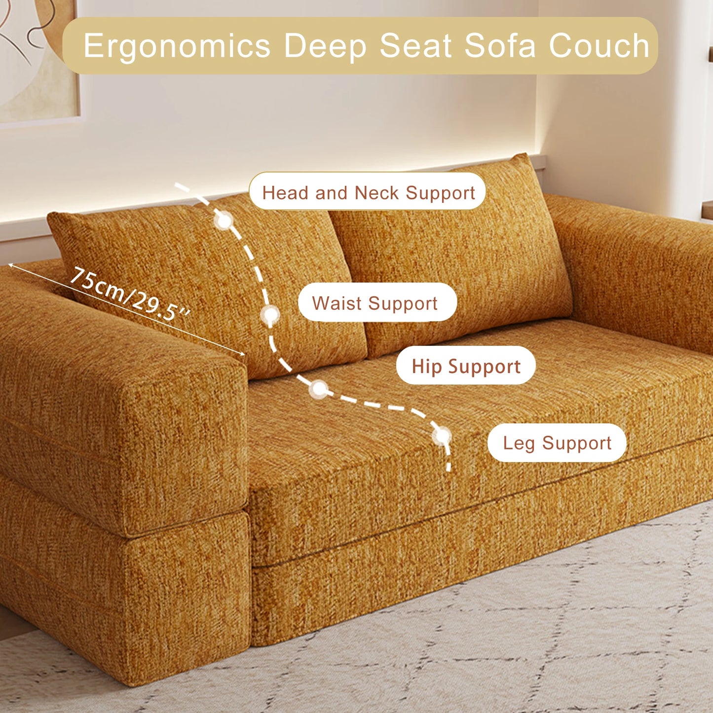 1.5m 1.8m 3-in-1 Chenille Vacuum Compressible Sofa Bed Home Foldable Floor Couch Soft Loveseat Lazy Sofa For Living Room Bedroom