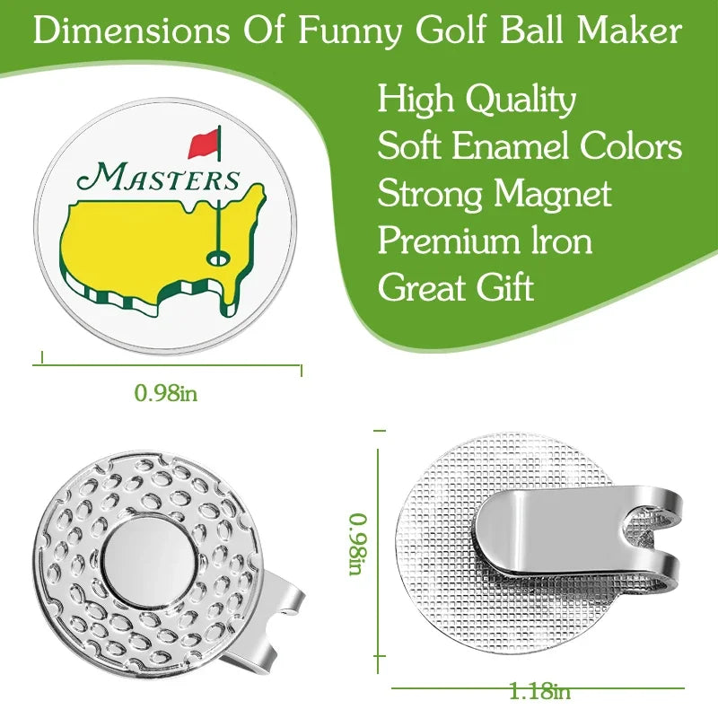 Golf Hat Clip Ball Marker Magnetic Easily Attach to Hat Cartoon Flag Pattern Baseball Cap Clips Jewelry Accessories Gift