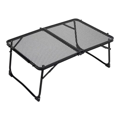 Small Foldable Table Beach Table With Mesh Desktop 23.6 X 15.7 Inch Metal Desk For Cooking Grilling Tailgate Backyard Fishing