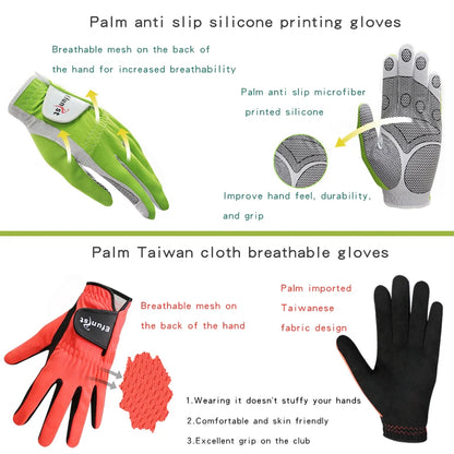Men's Golf Glove Micro Soft Fiber Breathable 1 Pair or Worn on Left/Right Hand With Magic Tape Elastic Band 5 Colors Golf Gloves