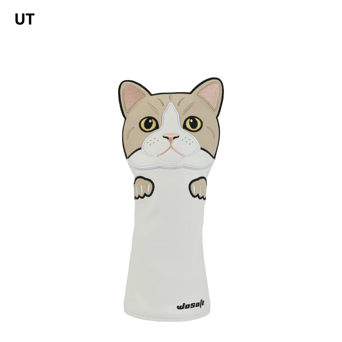 Cute Cat Embroidery Golf Headcover Driver Fairway Wood Hybrid Mallet Putter Golf Cover PU Waterproof Plush Inner Golf Protection