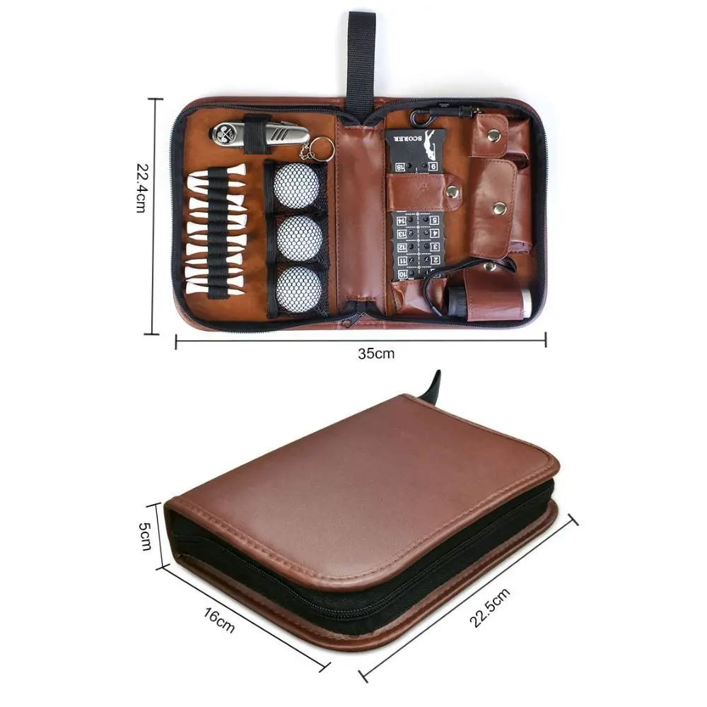 PU Leather Golf Tool Storage Bag Large Capcaity Multifunctional Golf Accessories Case Waterproof Golf Tool Organizer