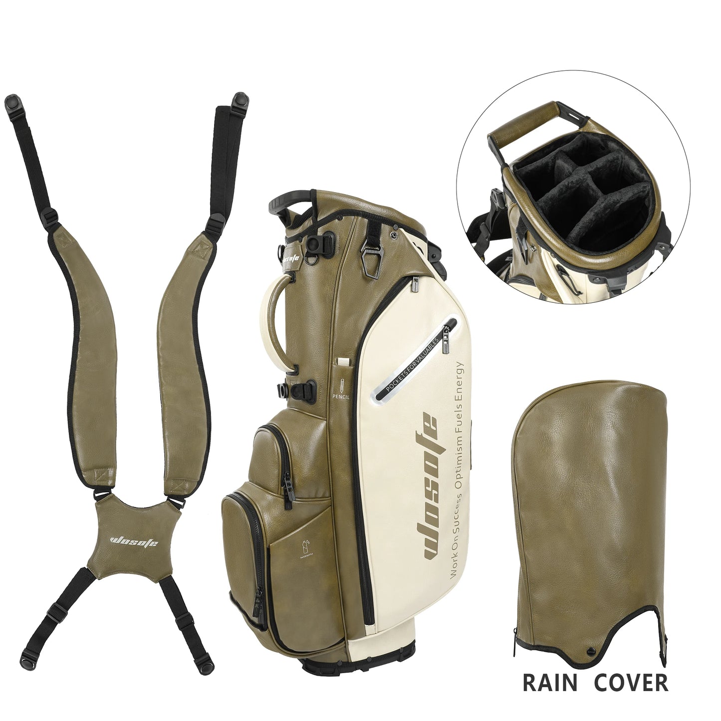 Lightweight Golf Stand Bag for Men & Women PU Material 14/6 Way Dividers 6 Way Top Dual Strap with Stand Feature