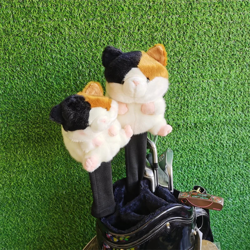 Tricolor Cat Golf Driver Headcover Plush Fairway Wood Head Cover Drop Shipping