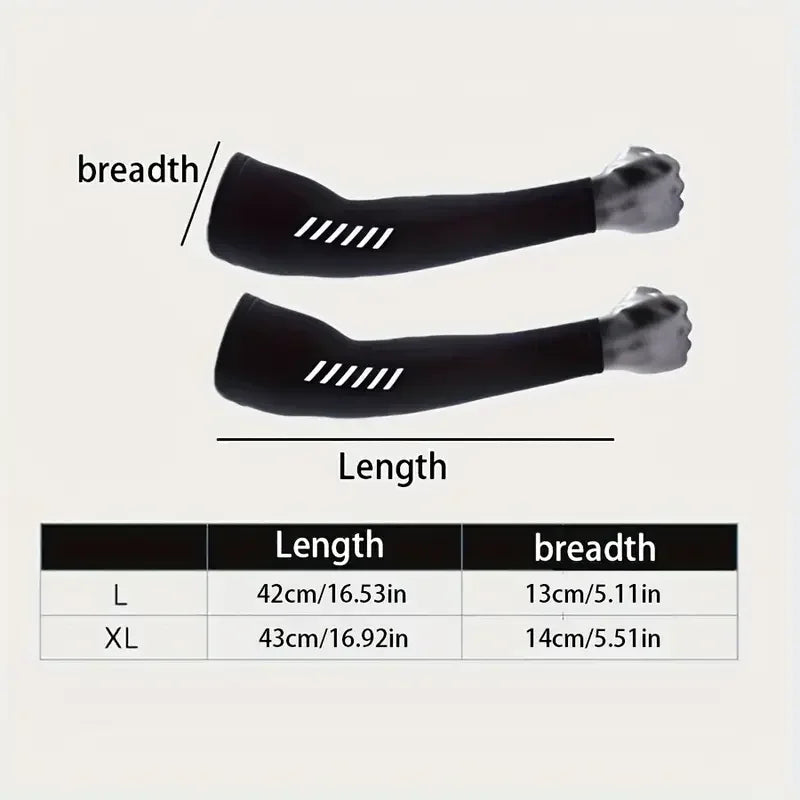 1 Pair Men's Lightweight Breathable Cooling Sports Sleeves Ice Silk Fabric Sweat-Absorbent for Cycling Fishing Running & Hiking