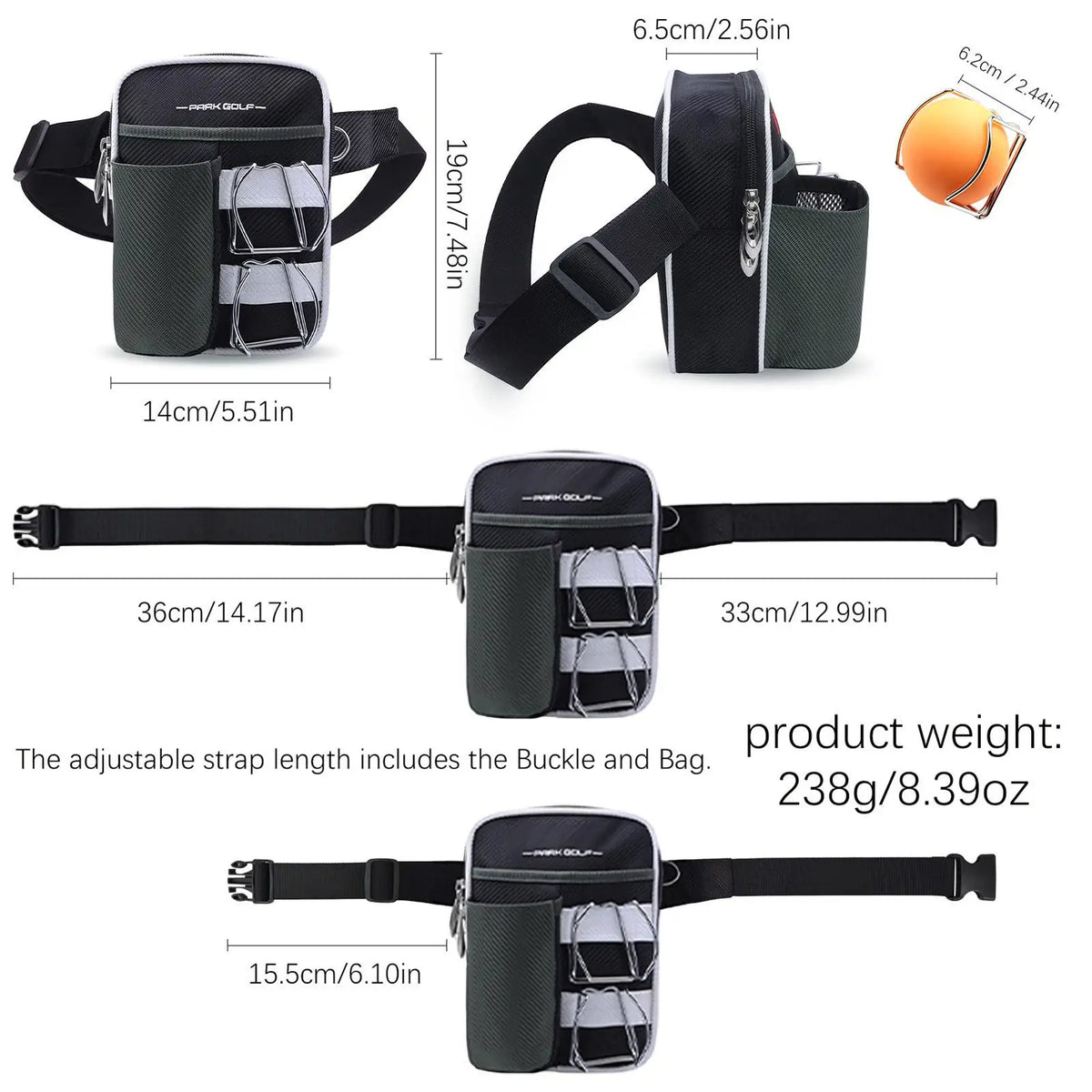 Golf Waist Pouch Waterproof Golfing Travel Waist Bag Golf Ball Tee Carry Pouch for Men Beginners Kids Amateur Golfers Outdoor