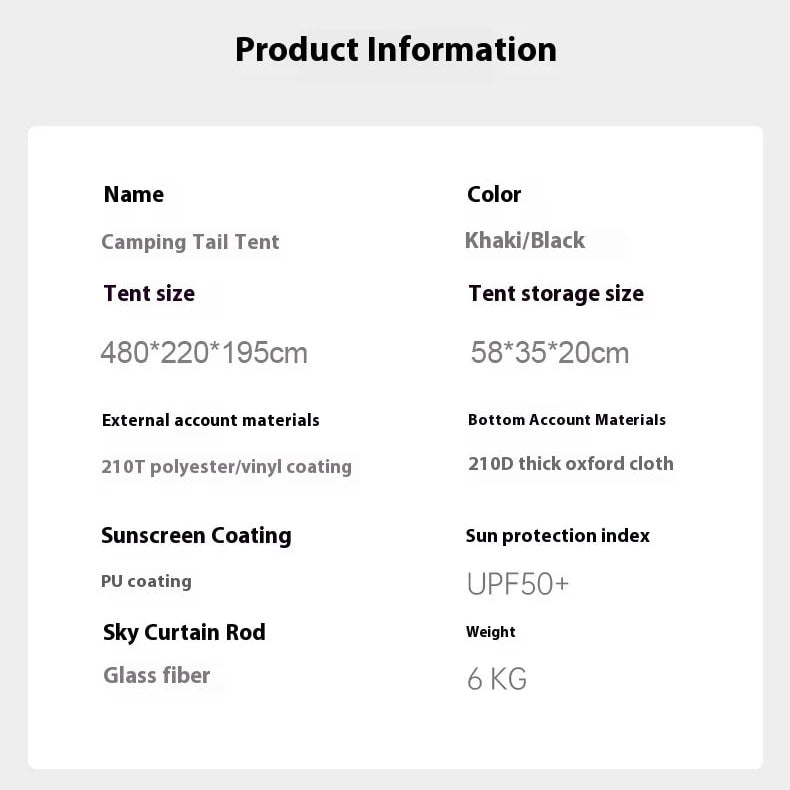 3-4 PERSON TENT Trunk Docking Tent | Portable Waterproof SUV Tail Tent | Dome Tent | Sunshade Tunnel Tent | Large Tent