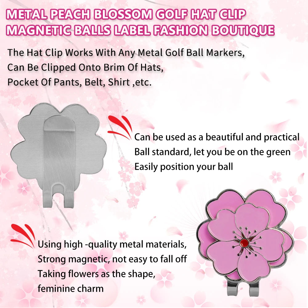 Caiton Rose Flower Golf Hat Clip Magnetic Ball Marker Anti-Rust Cap Belt Clip Accessory Gift for Women Men Golfers Putting Green