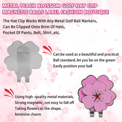 Caiton Rose Flower Golf Hat Clip Magnetic Ball Marker Anti-Rust Cap Belt Clip Accessory Gift for Women Men Golfers Putting Green