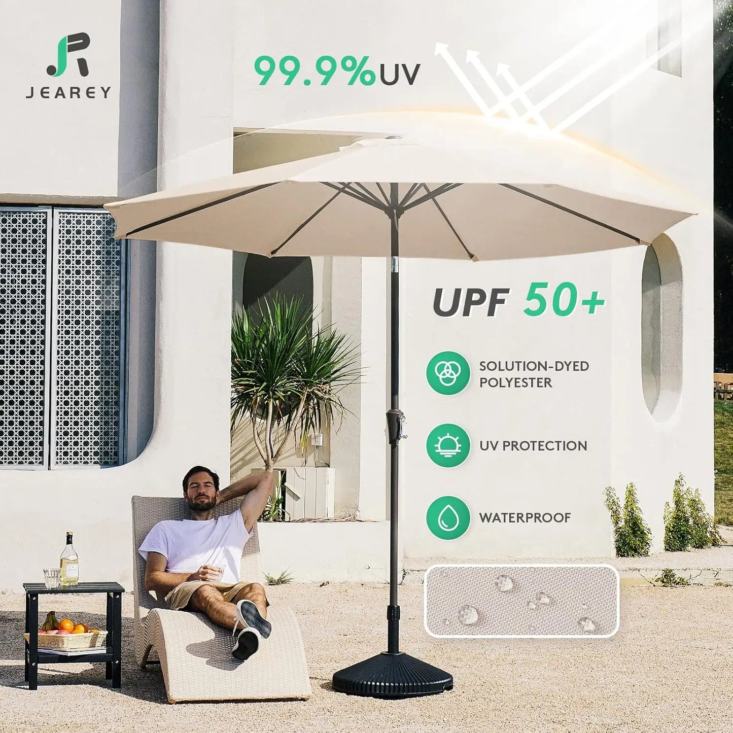 9FT Outdoor Patio Umbrella with Push Button Tilt and Crank, UV Protection | Waterproof for Garden Deck Backyard Pool