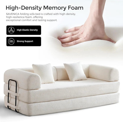 79" Corduroy Floor Sofa Bed, Convertible Modular Sleeper Sofa, Removable Parts Design, Comfortable Seating and Sleeping, for Fam
