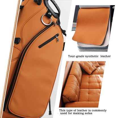 14 Way Full Length Dividers Golf Stand Bag, Tour Grade Durable Synthetic Leather Golf Club Bag, Adjustable Double Shoulder Strap