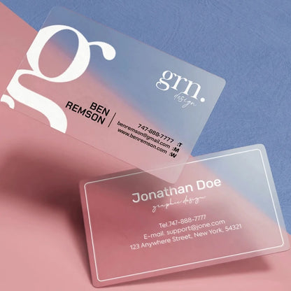 Custom Transparent PVC Business Cards White Ink Print Thank You Cards One Side Print Free Design Round Corner Office Supplies