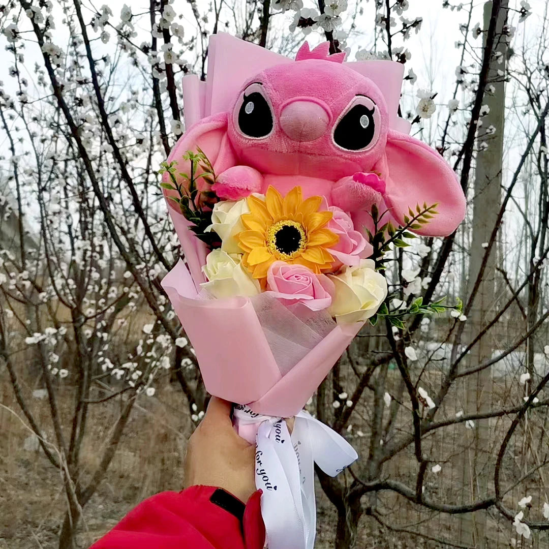 Bouquet Major Holiday Gift PVC Rose Sunflower Anime Stuffed Doll Birthday Girl Valentine'S Christmas Day Girl Gift