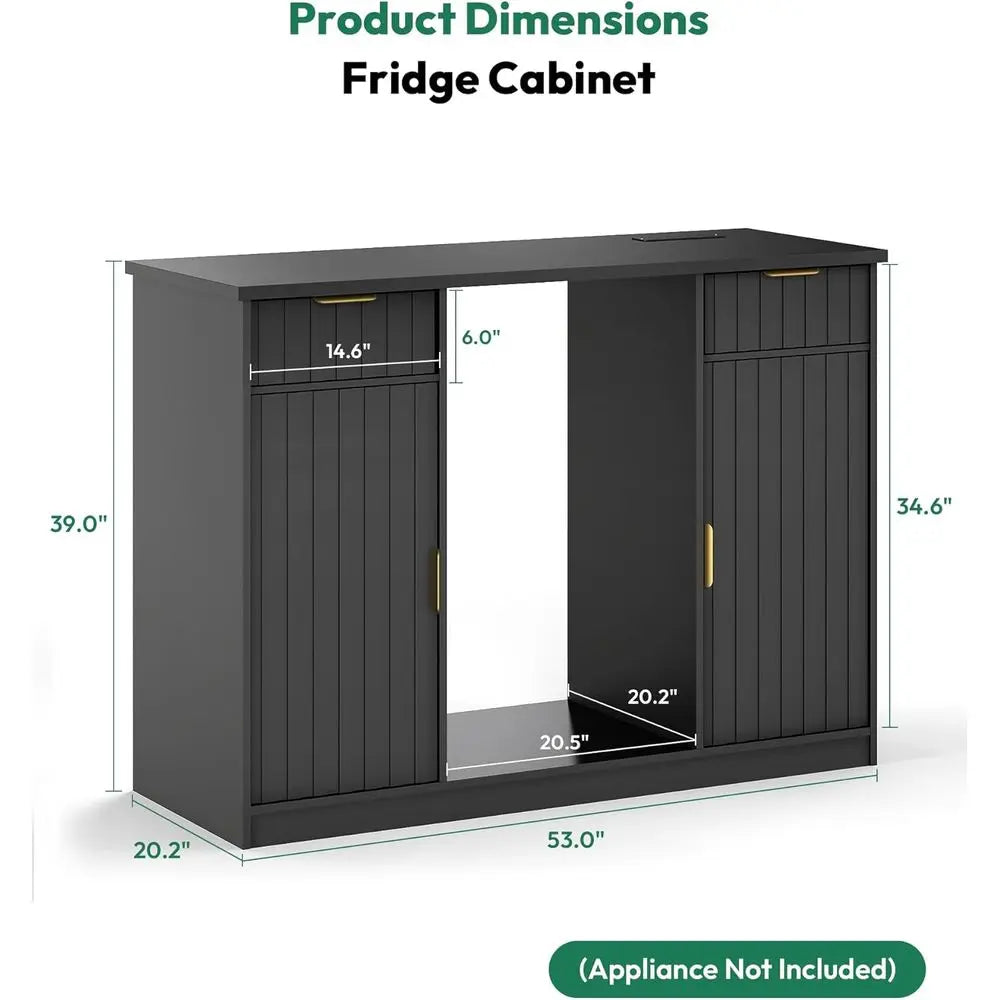 53" luted Coee Bar Cabinet with ridge Space - Wine Bar Cabinet with Der & Door Storage, Mini ridge Stand with Power Outlet or Ki