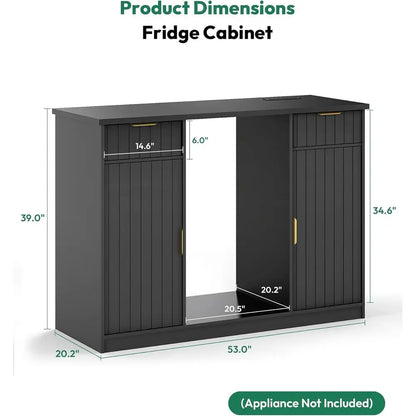 53" luted Coee Bar Cabinet with ridge Space - Wine Bar Cabinet with Der & Door Storage, Mini ridge Stand with Power Outlet or Ki