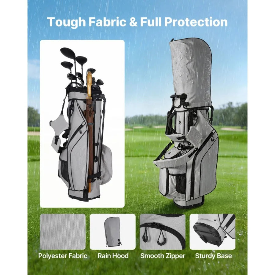 Golf Cart Bag, 14 Way Top Divider Organizer, 2-in-1 Golf Club Bag with Full-length Divider, Dual Shoulder Straps, Support Legs,