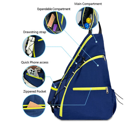 Jusenda Oxford Fashion Sports Fitness Bags, Pickle Ball Sling Bags, Tennis Padel Ball, Table Tennis Crossbody Backpack, Handbag