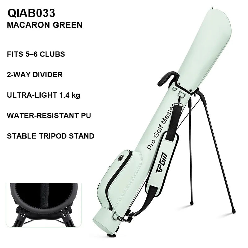 Ultra Light Sunday Golf Stand Bag 1.4kg Water-Resistant PU Carry Bag for 5-6 Clubs Men Women