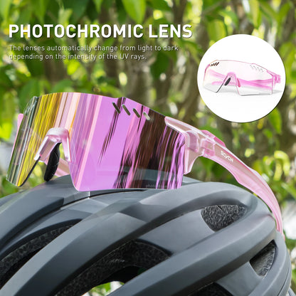 SCVCN Red Photochromic Sunglasses Cycling Glasses Sports for Men Mountain Bike Road Bicycle Eyewear Fashion Goggles MTB UV400