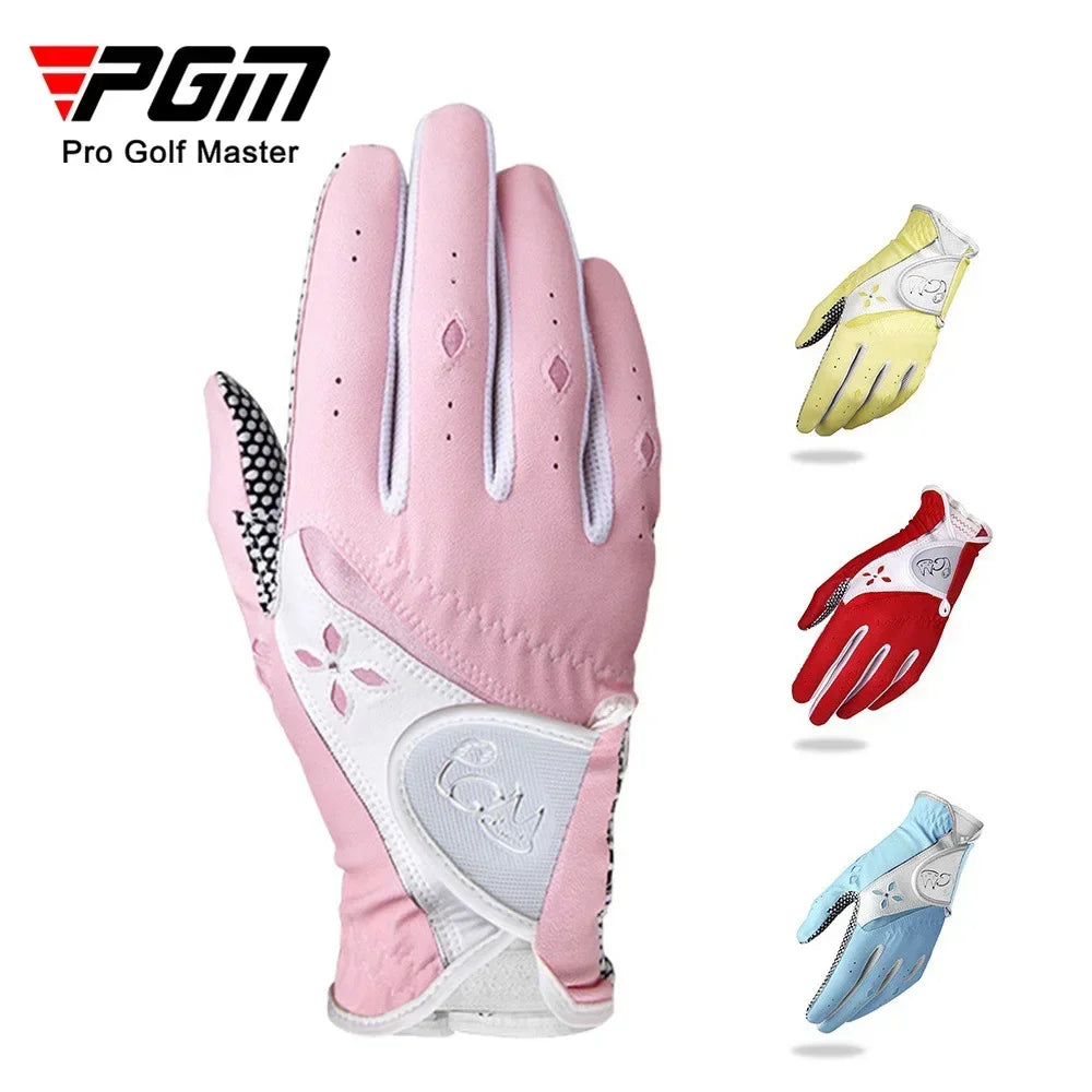 1 pairs Women Golf Gloves Soft Breathable PU Leather with Non-Slip Particle Outdoor Sports Wholesale Accessories