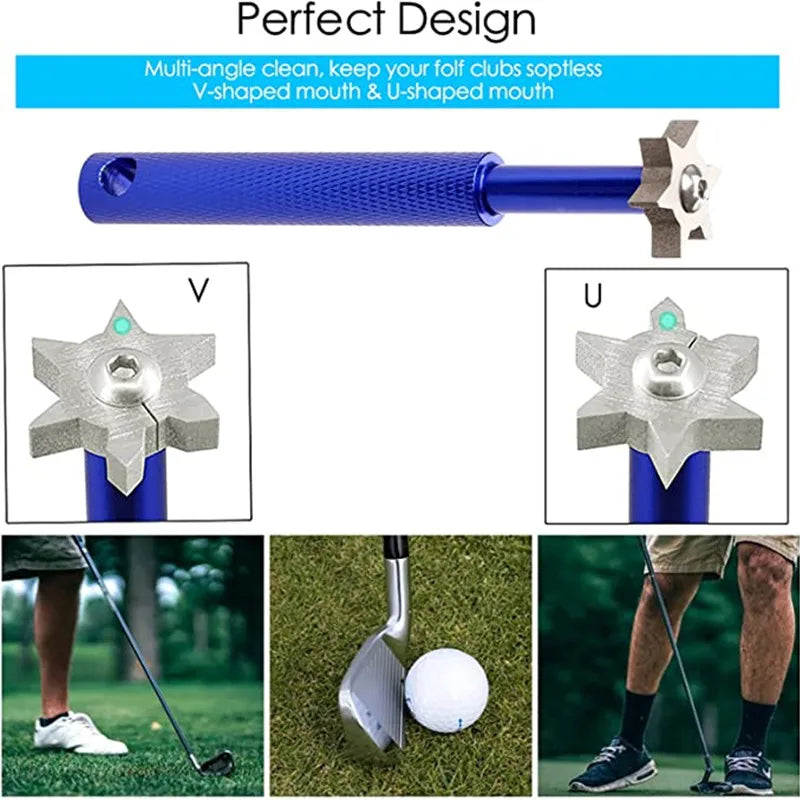 6-in-1 Golf Club Groove Sharpener - Portable Re-Grooving Cleaner Tool for Wedges, Irons, Putters & Utility Clubs