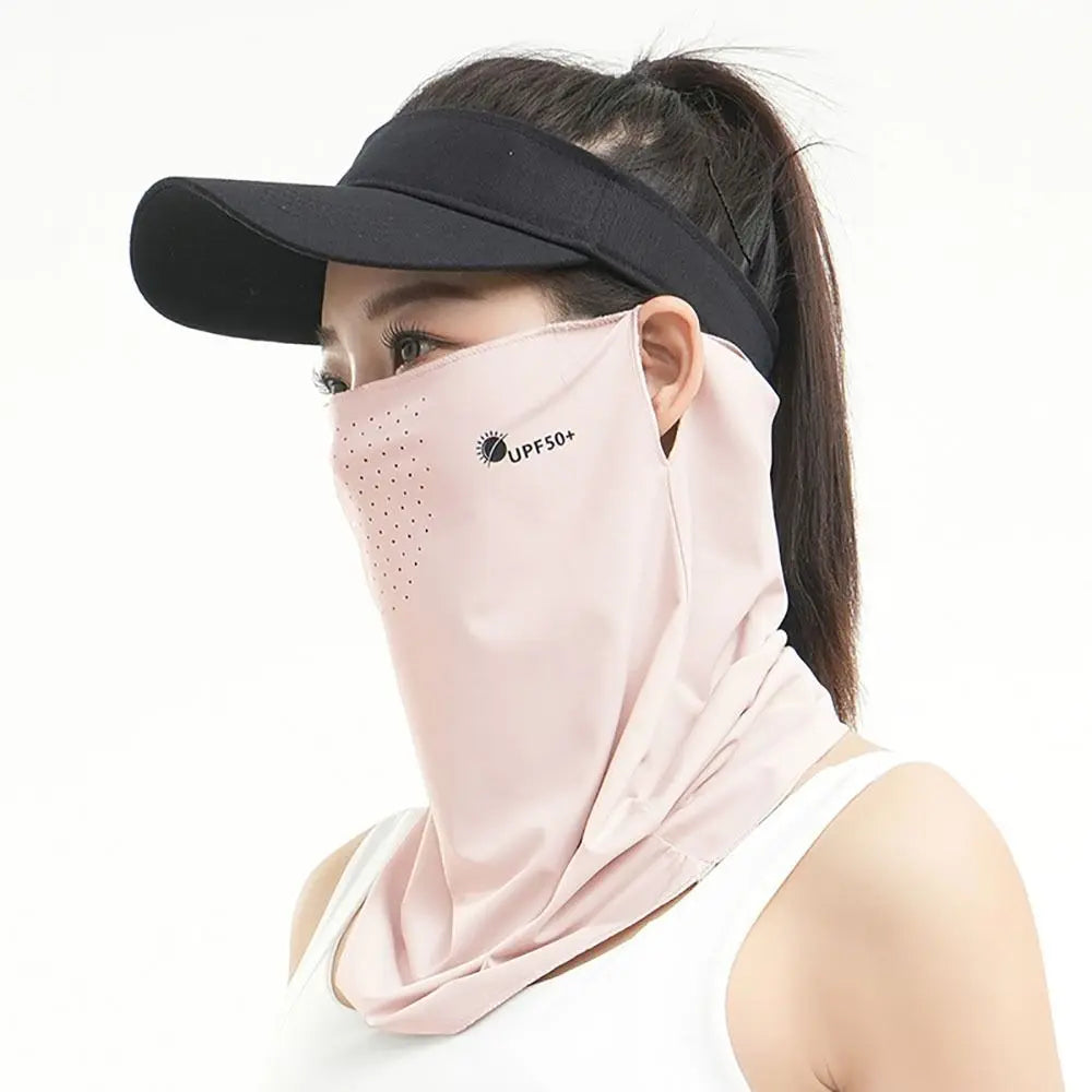 Effective UV Protection Sunscreen Face Veil Breathable Ear Hanging Ice Silk Face Mask Sunshade Summer Face Cover