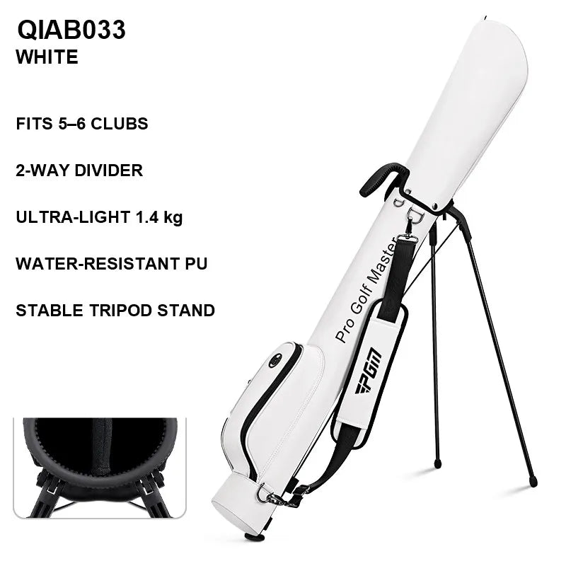 Ultra Light Sunday Golf Stand Bag 1.4kg Water-Resistant PU Carry Bag for 5-6 Clubs Men Women