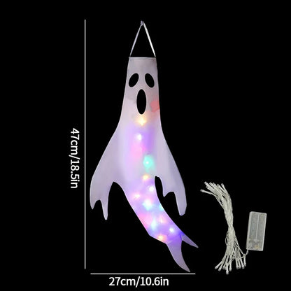 Halloween Hanging Decorations | Scary Ghost Windsock | DIY Emoticons Glow Ghost Lights | Day of The Dead Horror Props
