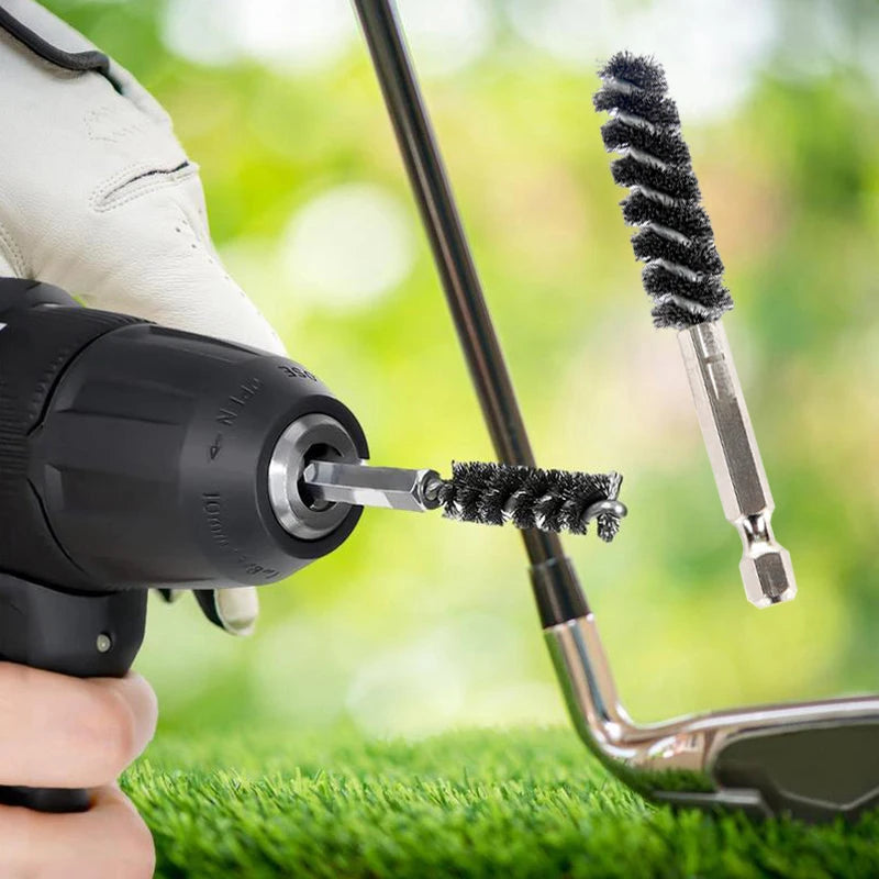 Golf Clubs Head Hosel Brush Electric Drill Wire Brush Hexagonal Rod Golf Iron Head Rust Remover Brush Golf Club Cleaning Polish