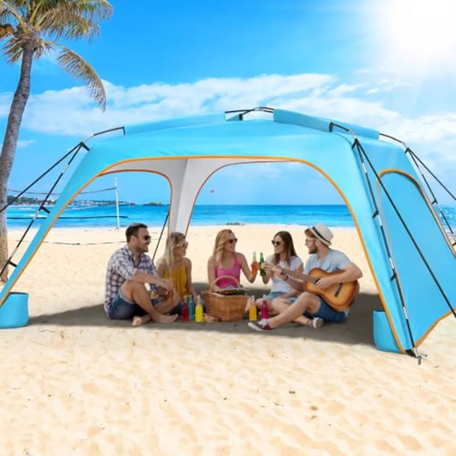 Beach Tent Sun Shelter for 6-8 Person Beach Sun Shelter with UPF50+ UV Protection Lightweight Beach Canopy with Vent-to-Privacy