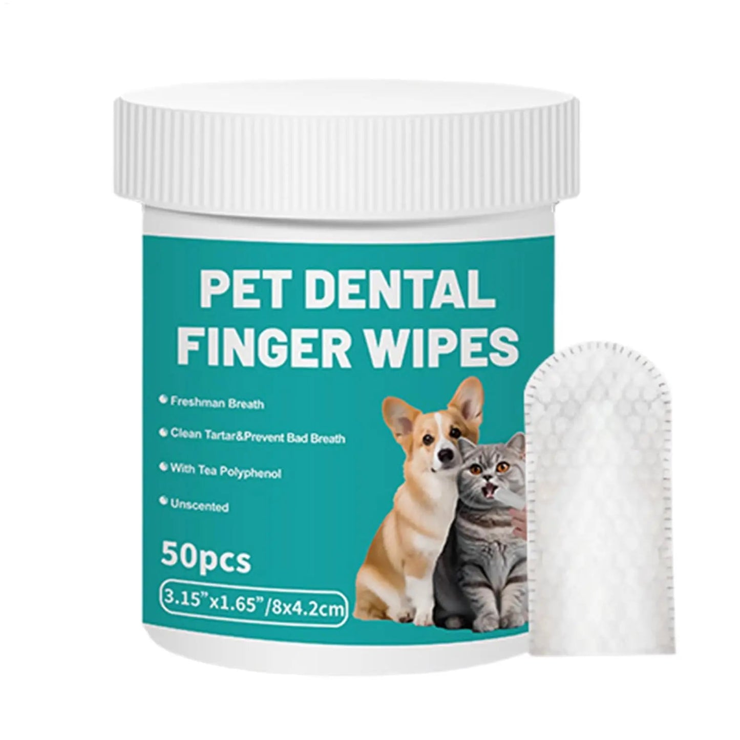 50Pcs Pet Teeth Cleaning Wipes | Dental Finger Wipes | Disposable Gentle Teeth Cleaning Pads | Bad Breath Remover | For Dogs And Cats