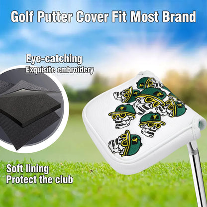 White Leather Sk-ull Personalized Golf Head Cover High Quality Golf Club Driver Head Covers Fariway Wood Hybrid Head Covers 3 Wo
