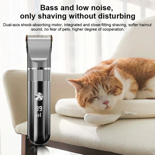 Pet Hair Clipper | Rechargeable Washable | Dog Cat Trimmer | Battery Display | Grooming Haircut | Low Noise Razor | Electric Clipper