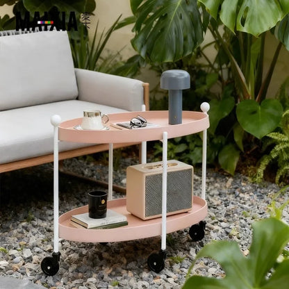 Nordic-Style Mobile Cart Living Room Sofa Side Storage Table Minimalist Home Decor with Wheels Multi-Purpose Coffee Table