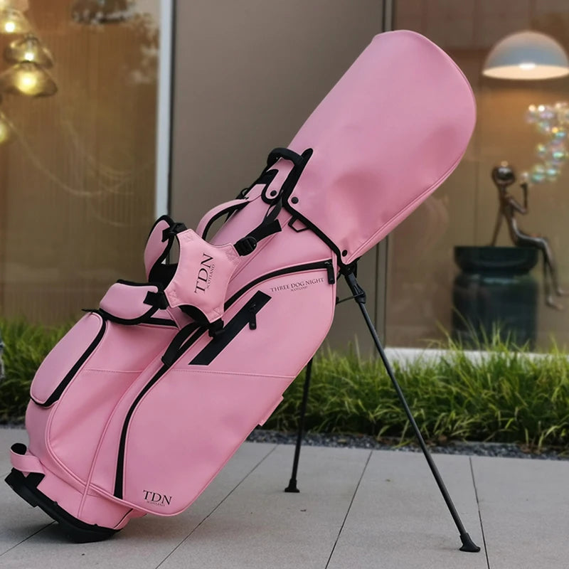 Fashion Light Luxury Women's Golf Stand Bag 5 Way Divider Golf Cart Bag Premium Synthetic Leather Dual Shoulder Straps with Mult