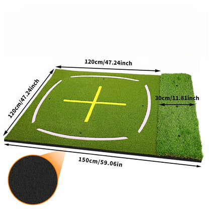Multifunctional Golf Swing Mat with Long And Short Grass Combination Teaching Aids Crossline Indoor And Outdoor Ball Mat