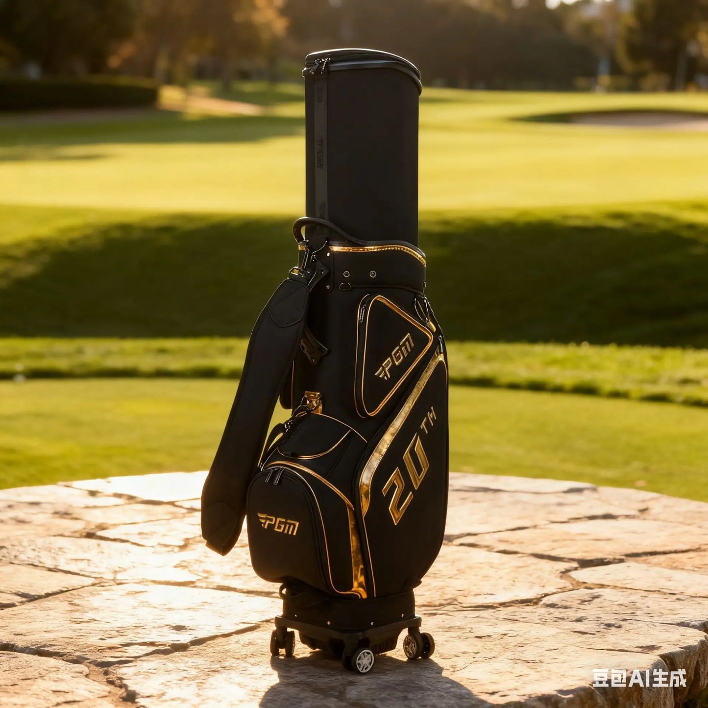 PGM Golf bag Men's and Women's Hard-Shell Telescopic Cap Golf Bag Omni-directional four-wheel push suitcase for air transport