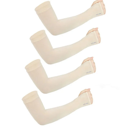 4 Pairs Summer Ice Silk Sun Protection Ice Sleeve Unisex Fashion Outdoor Sports Cycling Driving Sun Protection Arm Sleeve