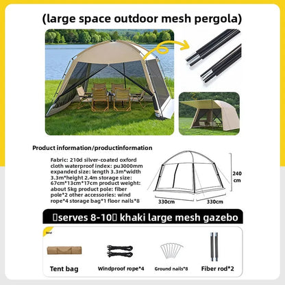 Large Outdoor Tent Canopy Sunshade Screen Gazebo Portable Mosquito Proof Camping Shelter